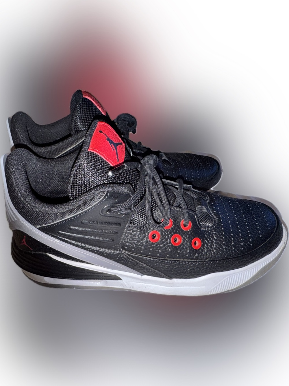 Jordan Max Aura 5 Black Cement Bred Sneakers 6Y/ Women’s 7.5